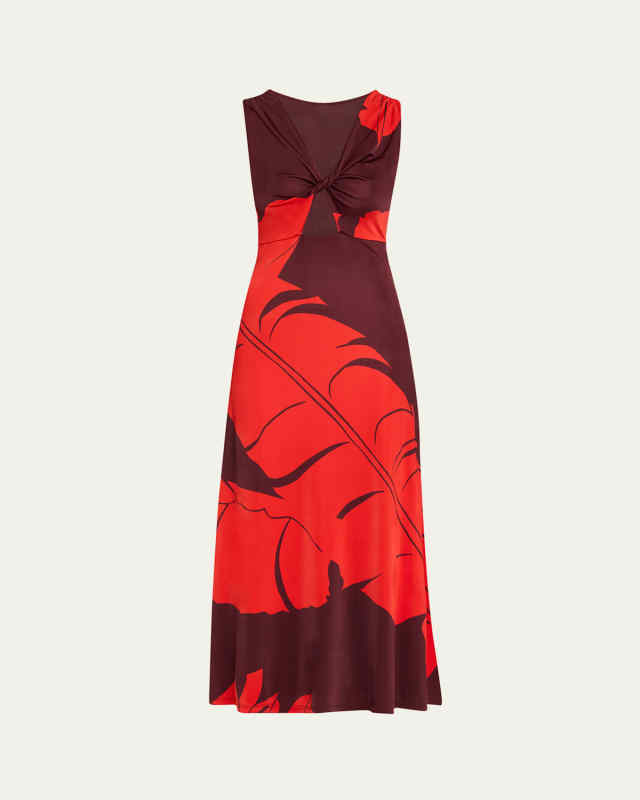 Deep Heart Twisted Cutout Ankle Dress
